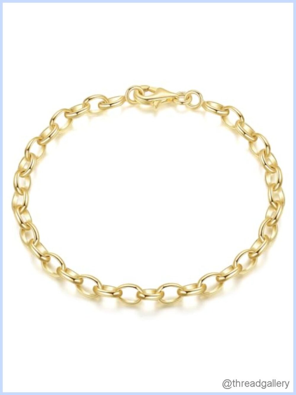 14K Gold Plated O-Shaped Cable Chain Bracelet for Women Stackable Lobster Clasp